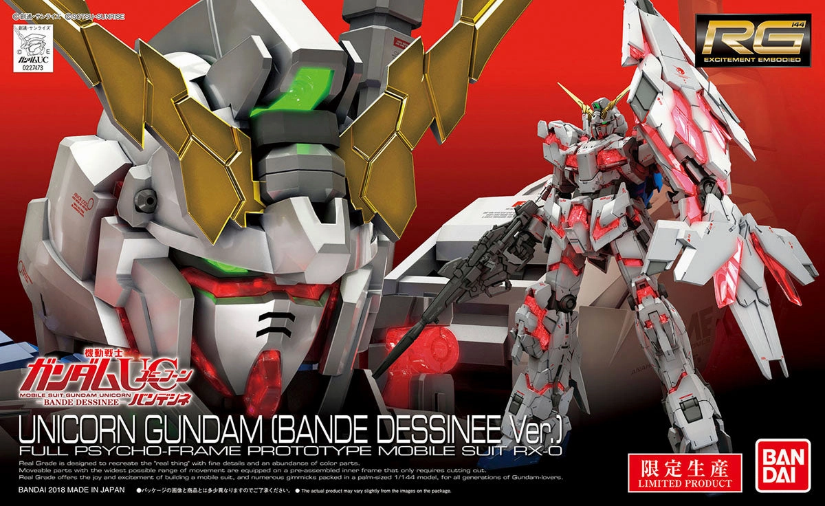 Desert Creature highly recommended Gundam 1/144 RG Gundam Unicorn RX-0 Unicorn Gundam Bandee Dessinee Ver. Model Kit Exclusive